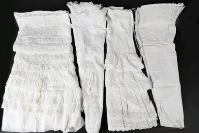 null . Important collection of ladies' linen, 1880-1900 approximately, 8 split breeches,...