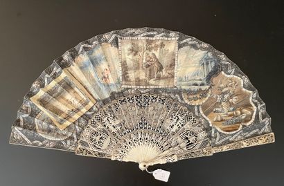  The Butterfly, ca. 1740-1750 
Folded fan, the leaf in skin, mounted in English and...