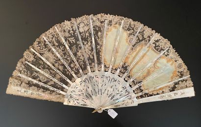 null Love and the maiden, circa 1880-1890

Folded fan, the leaf in bobbin lace with...