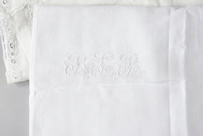 null . Meeting of pillowcases, early 20th century, in thread and métisse, openwork...