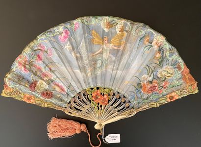 null Sylph, ca. 1920

Folded fan, the paper-lined fabric leaf painted with a damsel...
