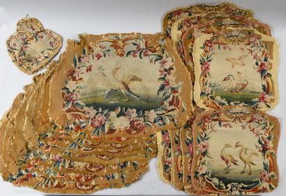 . Set of ten tapestry seat covers from a...