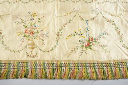 null . Embroidered hanging panel probably formed from the elements of a dress, late...