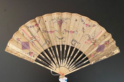 null Two fans, circa 1780

One, the silk leaf painted with a couple in a central...