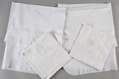 . Two pairs of monogrammed pillowcases, first...