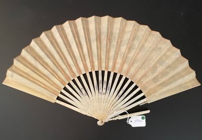 null Two fans, circa 1880-1900

One, the leaf in cream silk painted with roses and...