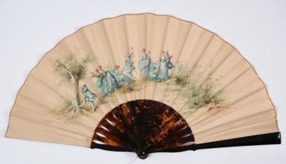 null Country dance, circa 1880-1890

Folded fan, the cream silk sheet painted in...