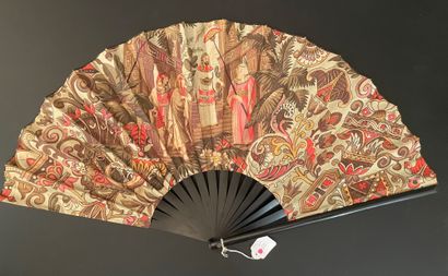 null The Pharaoh, circa 1890

Large folded fan, the double sheet in fabric printed...