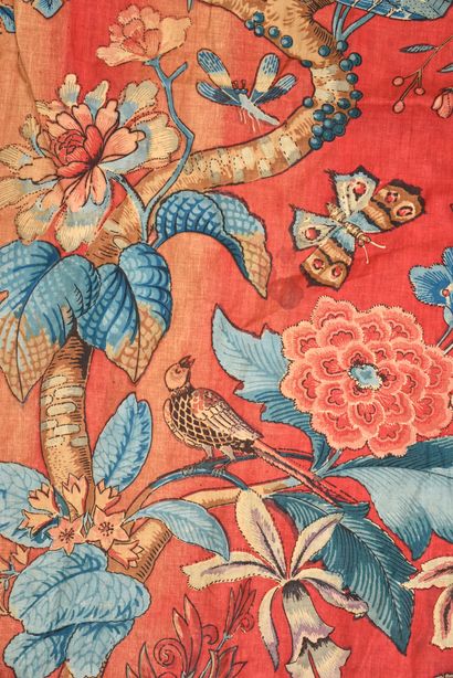 null . Pair of curtains, Alsace, second half of the 19th century, woodblock printing...