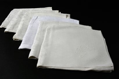 null . Six linen damask napkins, second half of the XIXth century, decorated like...