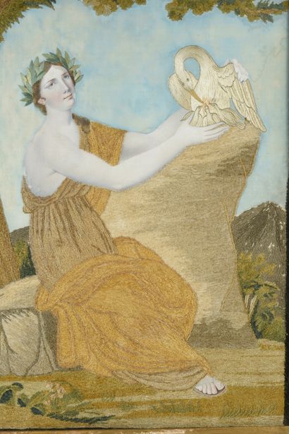 null . Allegory of Charity, embroidery, early 19th century, embroidery on canvas...