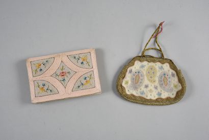 null . Two embroidered evening clutches, circa 1920-1930, backgrounds mainly embroidered...