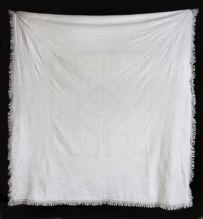 null . Remarkable wedding quilt in Marseille quilting, dated February 1812, cotton...