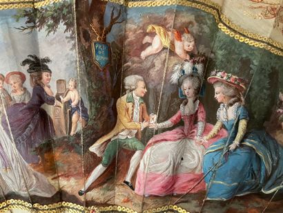 null Le prix de l’amour, vers 1780

Éventail plié, la feuille en soie peinte de trois...
