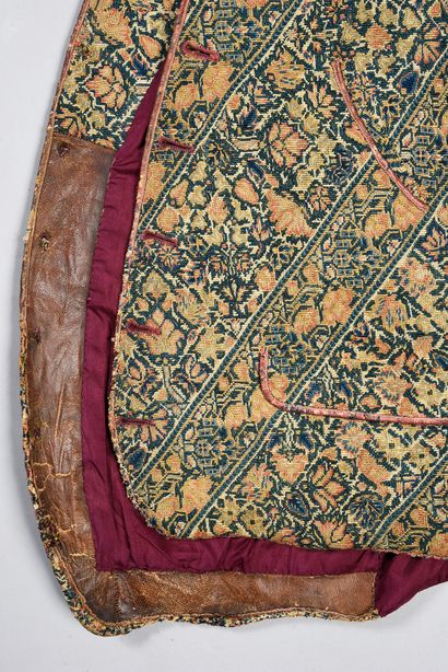 null . Man's waistcoat cut in Persian embroidery, France, Romantic period, polychrome...