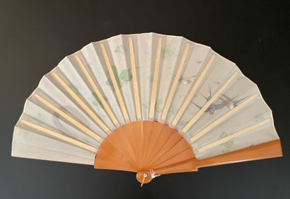 null Lucky charm, circa 1880

Folded fan, the cream silk leaf painted with four-leaf...