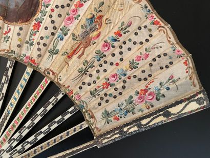 null Two fans, circa 1780

One, the silk leaf painted with a musical entertainment...