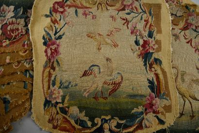 null . Set of ten tapestry seat covers from a salon, Louis XV period, seats and backs...
