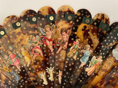 null Raphael's Angels, ca. 1880

Brown tortoiseshell fan**, decorated with chromolithographs...