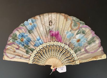 null Dove, circa 1900-1920

Folded fan, the silk leaf painted with a young woman...