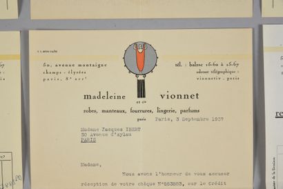 null Documentation



. Set of five purchase invoices on Madeleine Vionnet et Cie...