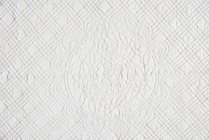 null . Embroidered cover, first quarter of the 19th century, quilted cotton cloth,...