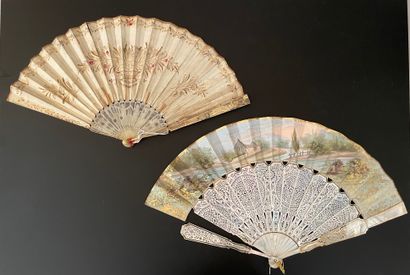 null 
Quatre éventails, vers 1840-1850
Les feuilles imprimées et ornées de sujets...