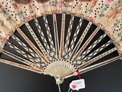 null Two fans, circa 1780

One, the silk leaf painted with a musical entertainment...