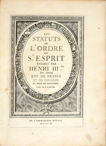 null [ORDER OF THE HOLY SPIRIT]. 
 Les statuts de l'ordre du St Esprit estably par...