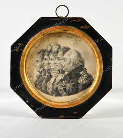 École Française du XIXe siècle 
The royal family of France.
Small miniature engraving...