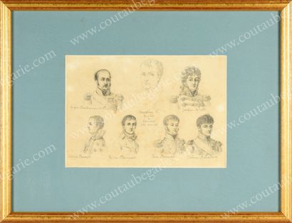 ECOLE FRANÇAISE début du XIXe siècle 
Set of bust portraits of members of the imperial...