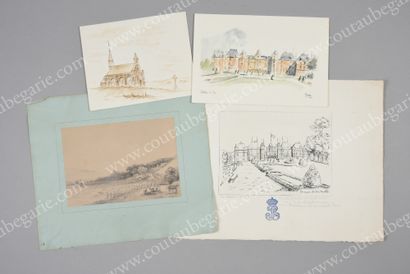 Château d'Eu 
Set of four works representing various views of the summer residence...