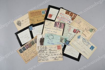 Maison de France * A set of eight old postcards, including one with handwritten annotations...