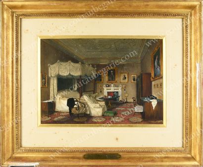 ROBERTS JAMES (avant 1800-après 1867) * View of Queen Marie Amélie's Bedroom at Claremont.
Drawing...