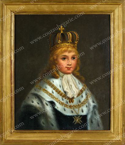 École Française du XIXe siècle 
Portrait du jeune Louis XVII, portant la couronne...