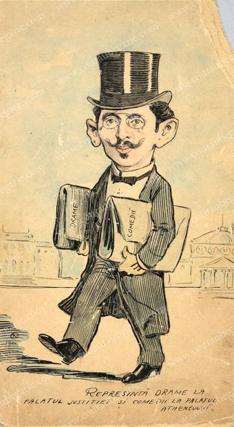 MANTU Nicolae (1871-1957) 
Caricature of Prime Minister Take Ionescu (1858-1922)....