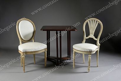 null SET OF TWO CHAIRS.
Painted white, Louis XVI style, seat not original.
French...