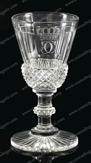 CHRISTIAN IX, roi de Danemark (1818-1906) 
A small crystal liqueur glass, on a foot,...