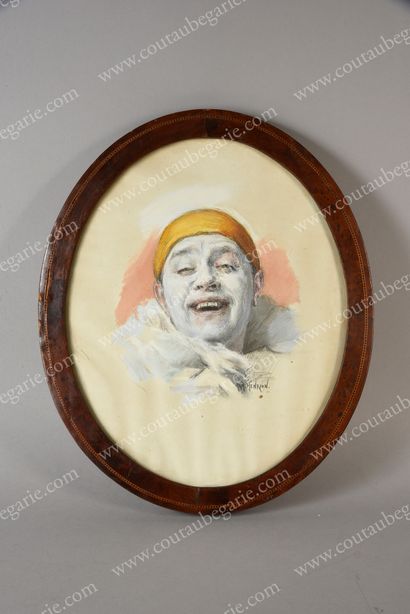 HENRION Armand (1875-1958) * Self-portrait of the artist as a white clown.
Gouache...