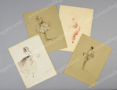 null RUSSIAN BALLET.
Set of four lithographs signed Edmond Van Saanen Algi (1882-1938),...