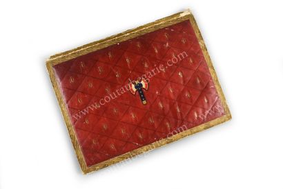 PÉTAIN Philippe (1856-1951) 
Desk pad in red leatherette paper, decorated in the...