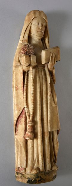 Angleterre, Nottingham, XIVe siècle 
Sainte Catherine de Sienne ?
En albâtre sculpté...