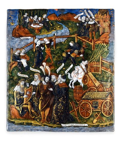 Maître de l'Énéide, Limoges, vers 1525-1530 
Les Bocages fortunés
Polychrome painted...