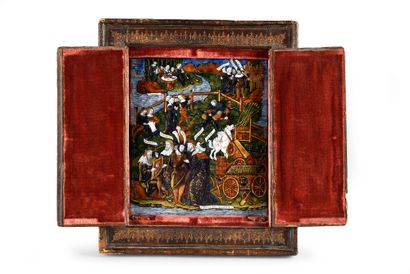 Maître de l'Énéide, Limoges, vers 1525-1530 
Les Bocages fortunés
Polychrome painted...