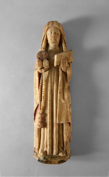 Angleterre, Nottingham, XIVe siècle 
Sainte Catherine de Sienne ?
En albâtre sculpté...