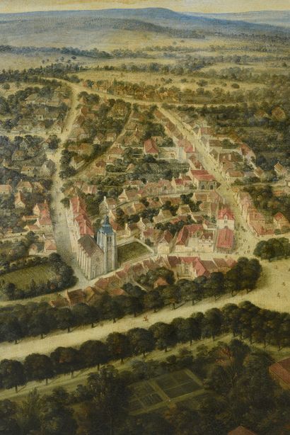 École FRANÇAISE vers 1680, entourage d'Adam Frans Van DER MEULEN 
View of the castle...