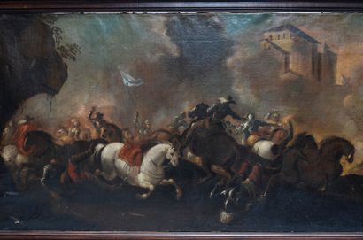 Jacques Courtois dit le BOURGUIGNON (1621 - 1676), suiveur de 
Shock of riders
Canvas
75...