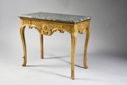 Carved and gilded wood console table, resting...