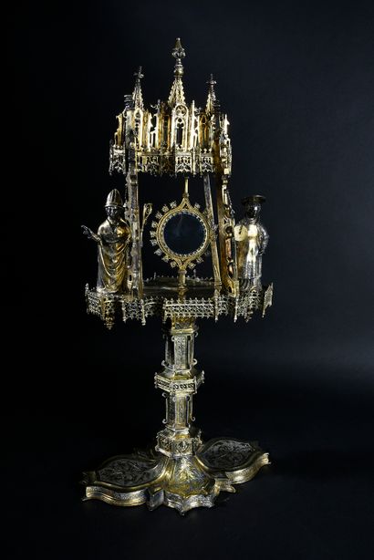 Espagne, Barcelone, XVIe siècle 
Reliquary monstrance
In cast, embossed, chased and...