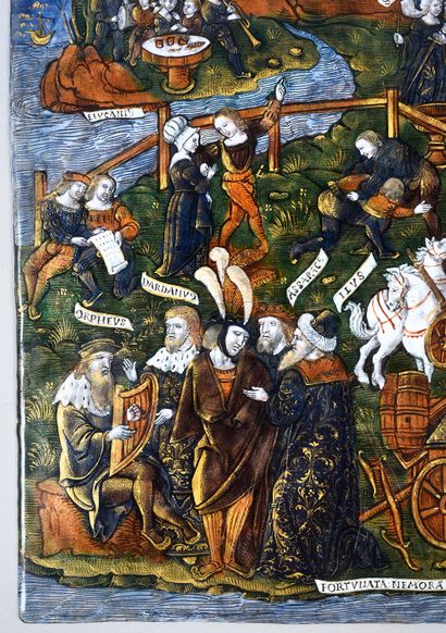 Maître de l'Énéide, Limoges, vers 1525-1530 
Les Bocages fortunés
Plaque en émail...